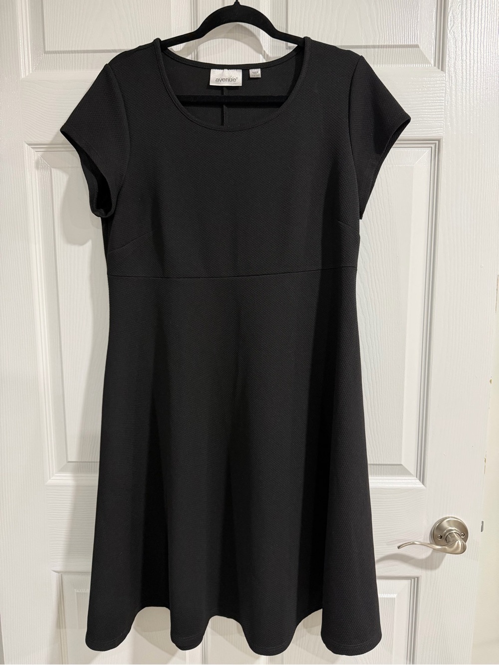 Avenue Black Cap-Sleeve Fit & Flare Dress